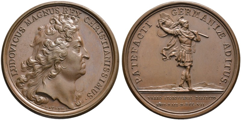 Baden-Französische Medaillen mit Bezug zu Baden. Bronzemedaille 1707 von Mauger ...