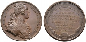 Baden-Französische Medaillen mit Bezug zu Baden. Bronzemedaille 1734 von Duvivier, auf die Erstürmung von Philippsburg durch die Franzosen bei Rheinho...