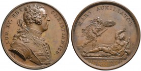 Baden-Französische Medaillen mit Bezug zu Baden. Bronzemedaille 1741 von Duvivier, auf den Deutschlandfeldzug mit den Rheinübergängen bei Söllingen un...