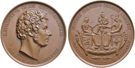 Badische Personen. Oken, Lorenz *1779, †1851. Bronzemedaille o.J. (1833) von König. Büste nach rechts / Darstellung eines Ägyptischen Götterschiffes. ...