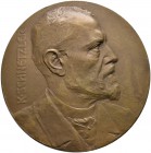 Badische Personen. Schnetzler, Karl *1846, † 1906. Einseitige Bronzeguss-Plakette o.J. (um 1905) von R. Mayer. Brust­bild nach rechts, dahinter Name. ...