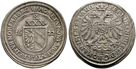 Nürnberg, Stadt. Kipper-30 Kreuzer (= 1/2 Gulden) 1622. Münzmeister H. Putzer (Drei Ähren). Ähnlich wie vorher, jedoch mit Wertzahl XXX. Ke. 187a, Slg...