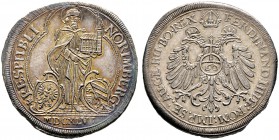 Nürnberg, Stadt. Reichsguldiner zu 60 Kreuzer 1646. Ähnlich wie vorher, jedoch mit Titulatur Kaiser Ferdinand III. Ke. 210, Slg. Erl. 540, Dav. 97. 
s...