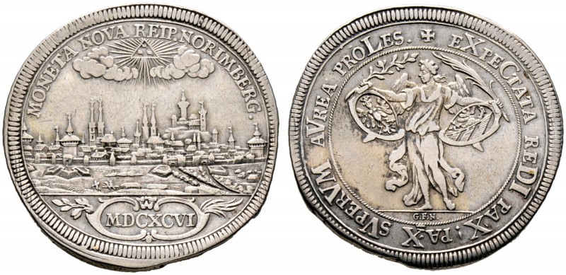 Nürnberg, Stadt. Taler 1696. Münzmeister G.F. Nürnberger. Auf die Präliminarien ...