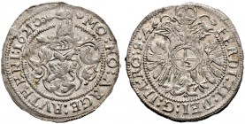 Reuss- jüngere Linie zu Gera. Heinrich II. der Jüngere 1572-1635. Kipper- 12 Kreuzer 1621 -Lobenstein-. Behelmtes Löwen­wappen / Gekrönter Doppeladler...