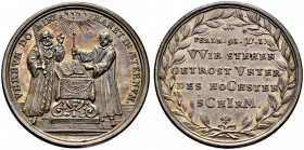 Sachsen-Albertinische Linie. Friedrich August I. ("August der Starke") 1694-1733. Silbermedaille 1717 unsigniert (wohl von G. Hautsch, Nürnberg), auf ...