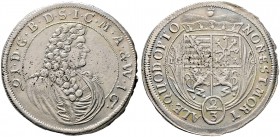 Sachsen-Meiningen. Bernhard 1680-1706. Gulden zu 2 /3 Taler, sogen. Spruchgulden 1691 -Meiningen-. Slg. Mers. 3404, Dav. 876, Grobe 24. leichte Schröt...