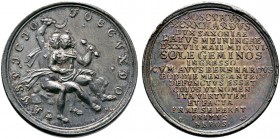 Sachsen-Meiningen. Ernst Ludwig 1706-1724. Silbermedaille 1706 von Chr. Wermuth, auf die Geburt des Prinzen Joseph Bernhard. Sternbild der Zwillinge /...