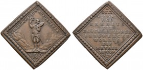 Sachsen-Meiningen. Ernst Ludwig 1706-1724. Klippenförmige Bronzemedaille 1715 von Chr. Wermuth, auf die Ausbeute des Kupferbergwerks Glücksbrunn bei S...