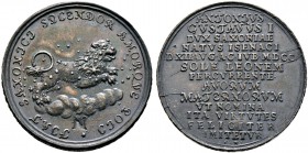 Sachsen-Eisenach. Johann Wilhelm 1698-1729. Silbermedaille 1700 von Chr. Wermuth, auf die Geburt seines Sohnes, Prinz Anton Gustav. Sternbild des Löwe...