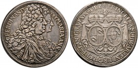 Schwarzenberg. Ferdinand Wilhelm Eusebius 1683-1703. Taler 1696 -Wien-. Doppeltes Brustbild mit Maria Anna von Sulz nach rechts / Zwei gekrönte Wappen...