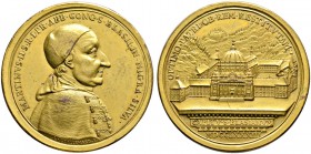St. Blasien, Abtei. Martin II. Gebert 1764-1793. Vergoldete Bronzemedaille 1783 von A. Guillemard, auf die Ein­weihung der wiederaufgebauten Klosterki...