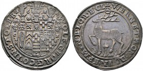 Stolberg-Stolberg. Wolfgang Georg 1615-1631. Taler 1624 -Stolberg-. Dreifach behelmter Wappenschild / Stolberger Hirsch nach links schreitend. Frieder...