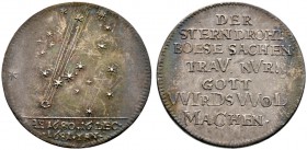 Württemberg. Friedrich Karl 1677-1693. Silbermedaille 1680/81 unsigniert, auf den Kometen. Der Komet im Sternenhimmel / Sieben Zeilen Schrift mit Chro...