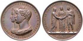 Württemberg. Alexander (II.) *1804, †1881, Herzog von Württemberg, Sohn des Herzogs Alexander (I.). Bronzemedaille 1837 von F. Helfricht, auf die Hoch...