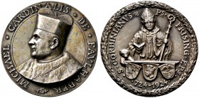 Medailleure. Silbermedaille 1924 auf die 1200-Jahrfeier des Bistums Freising. Büste des Kardinals Michael von Faulhaber, Erzbischof von München und Fr...
