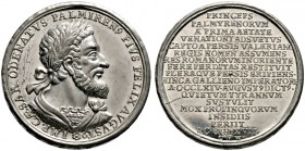Wermuth, Christian (1661-1739). Suitenmedaille aus Zinn o.J. auf den römischen Gegenkaiser und König von Palmyrien Odaenathus (264-267). Dessen belorb...