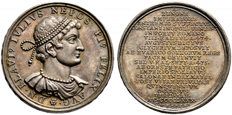 Wermuth, Christian (1661-1739). Silberne Suitenmedaille o.J. auf den weströmisch...