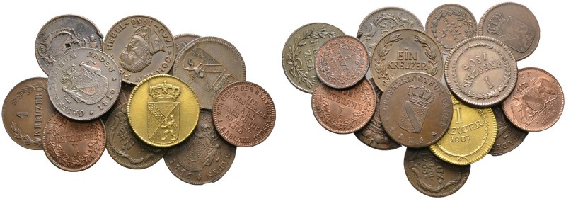 Altdeutschland. 14 Stücke: BADEN-KUPFERMÜNZEN. 1/2 Kreuzer und Kreuzer 1766, Kre...