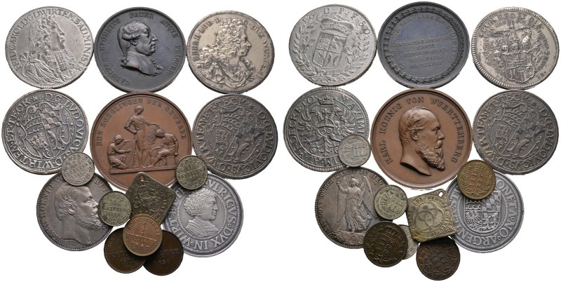 Altdeutschland. 14 Stücke: WÜRTTEMBERG. Alter Zinnabguss des Talers 1680 (KR zu ...