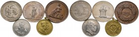 Altdeutschland. MEDAILLEN. 5 Stücke: PREUSSEN. Bronzemedaille 1844 auf die Ausstellung Deutscher Gewerbeerzeugnisse zu Berlin (45 mm), tragbare, vergo...