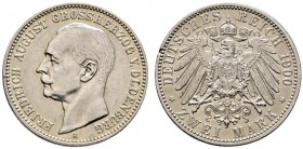 Silbermünzen des Kaiserreiches. Friedrich August 1900-1918. 2 Mark 1900 A. J. 94. 
minimaler Schrötlingsfehler am Rand, sehr schön-vorzüglich