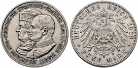 Silbermünzen des Kaiserreiches. Friedrich August III. 1904-1918. 5 Mark 1909. Uni Leipzig. J. 139. 
winzige Kratzer, vorzüglich-Stempelglanz