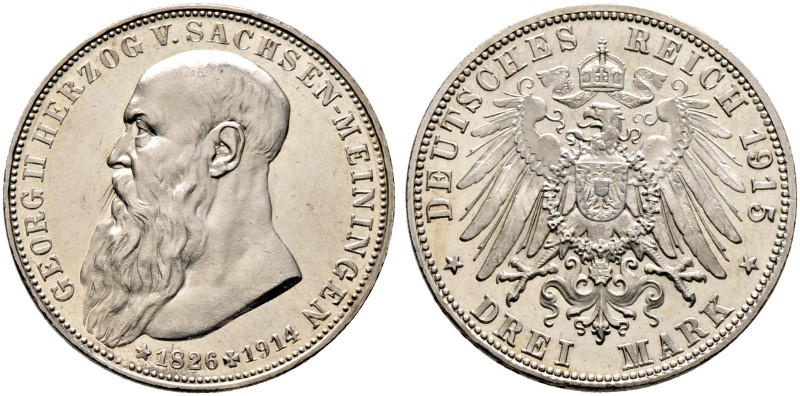Silbermünzen des Kaiserreiches. SACHSEN-MEININGEN. Georg II. 1866-1915. 3 Mark 1...