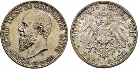 Silbermünzen des Kaiserreiches. SCHAUMBURG-LIPPE. Georg 1893-1911. 3 Mark 1911 A. Auf seinen Tod. J. 166. 
feine Patina, winzige Randfehler, vorzüglic...