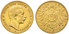 Reichsgoldmünzen. Wilhelm II. 1888-1918. 10 Mark 1892 A. J. 251. seltener Jahrgang, sehr schön