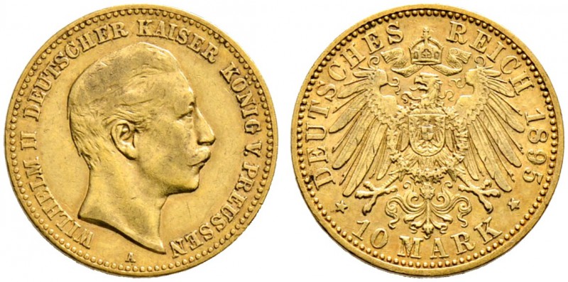 Reichsgoldmünzen. Wilhelm II. 1888-1918. 10 Mark 1895 A. J. 251. seltener Jahrga...