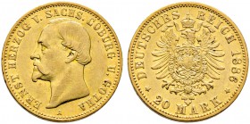 Reichsgoldmünzen. SACHSEN-COBURG-GOTHA. Ernst II. 1844-1893.20 Mark 1886 A. J. 271. 
selten, minimale Randfehler, sehr schön/sehr schön-vorzüglich