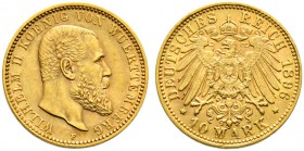 Reichsgoldmünzen. Wilhelm II. 1891-1918. 10 Mark 1896 F. J. 295. vorzüglich