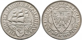 Weimarer Republik. 5 Reichsmark 1927 A. Bremerhaven. J. 326. vorzüglich-prägefrisch