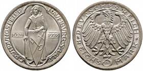 Weimarer Republik. 3 Reichsmark 1928 A. Naumburg. J. 333. vorzüglich-prägefrisch