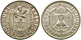 Weimarer Republik. 3 Reichsmark 1928 D. Dinkelsbühl. J. 334. winziger Randfehler, vorzüglich