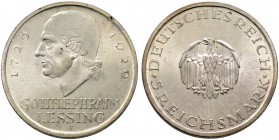 Weimarer Republik. 5 Reichsmark 1929 F. Lessing. J. 336. winzige Kratzer, vorzüglich-prägefrisch