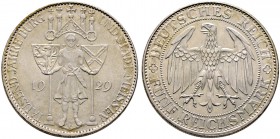 Weimarer Republik. 5 Reichsmark 1929 E. Meissen. J. 339. minimale Randfehler und Kratzer, gutes vorzüglich