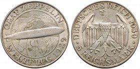 Weimarer Republik. 5 Reichsmark 1930 A. Zeppelin. J. 343. vorzüglich-prägefrisch