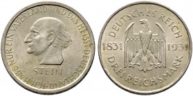 Weimarer Republik. 3 Reichsmark 1931 A. vom Stein. J. 348. vorzüglich-prägefrisch