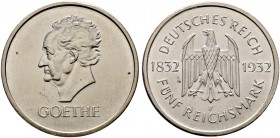 Weimarer Republik. 5 Reichsmark 1932 F. Goethe. J. 351. vorzüglich-prägefrisch