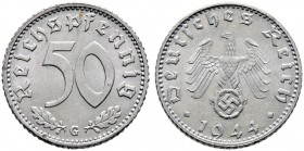 Drittes Reich. 50 Reichspfennig 1944 G. J. 372. selten-besonders in dieser Erhaltung, vorzüglich-Stempelglanz
