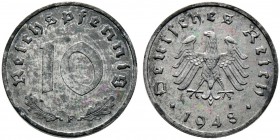 Alliierte Besetzung. 10 Reichspfennig 1948 F. J. 375. sehr selten in dieser Erhaltung, fein zaponiert, Polierte Platte