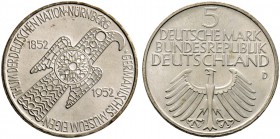 Bundesrepublik Deutschland. 5 Deutsche Mark 1952 D. Germanisches Museum. J. 388. vorzüglich-prägefrisch