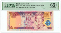 Fiji 10 Dollars 2002 (ND) PMG 65 EPQ Gem UNC