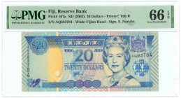 Fiji 20 Dollars 2002 (ND) PMG 66 EPQ Gem UNC