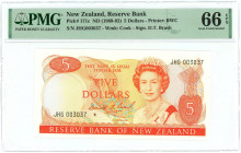 New Zealand 5 Dollars 1989 - 1992 (ND) PMG 66 EPQ Gem UNC