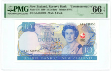 New Zealand 10 Dollars 1990 PMG 66 EPQ Gem UNC