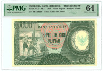Indonesia 10000 Rupiah 1964 Replacement PMG 64 Choice UNC