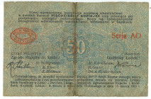 Poland Lodz 50 Kopeks / 1 Mark 10 Pfennig 1916 Red Stamp